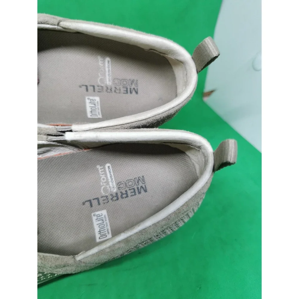 MERRELL GRAY/BEIGE MESH MOC SLIDE SLIP ON CLOGS SHOES WOWENS SIZE 6.5